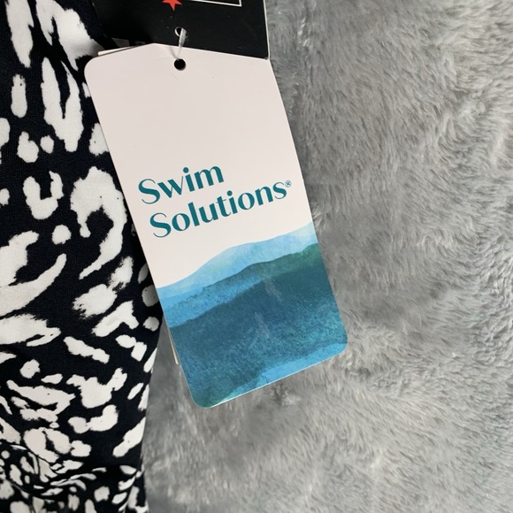 Swim Solutions‎ Women's Swimsuit 18 One Piece Fly Away Dress Black White NWT - Picture 4 of 8